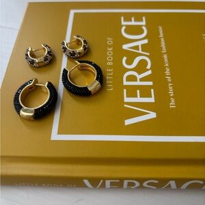 Hillberg & Berk set leopard and black hoop Swarovski gold